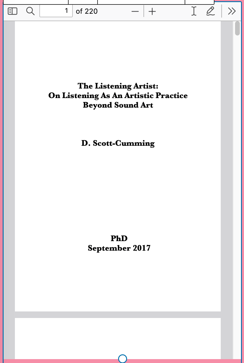 PhD: The Listening&nbsp;Artist